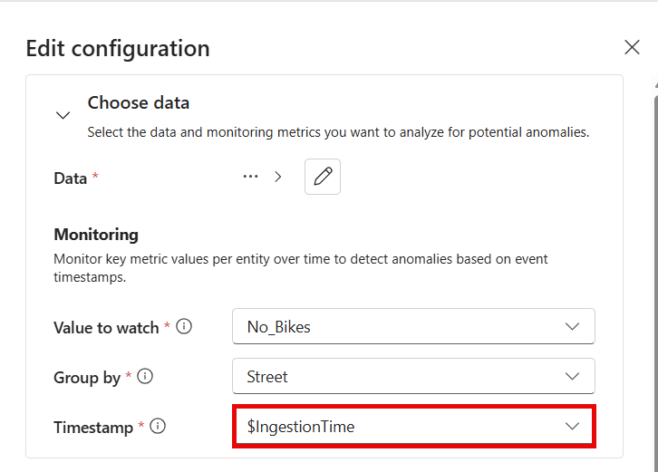 Schermopname van de instellingen voor de timestamp-configuratie.