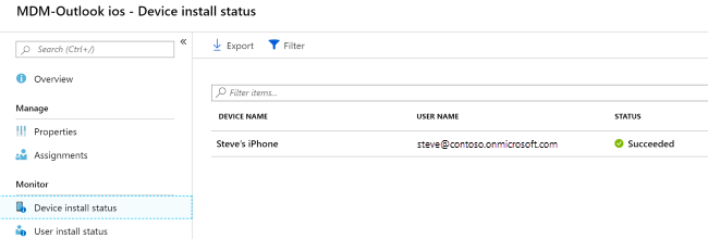 Eerste schermopname van de installatiestatus van het apparaat