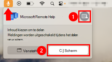Een schermafbeelding van het dialoogvenster voor het delen van macOS-microfoons om het delen van het scherm toe te staan voor Microsoft Remote Help
