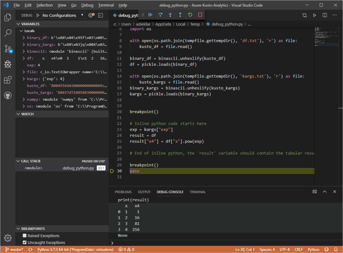 VS Code-debuggen.