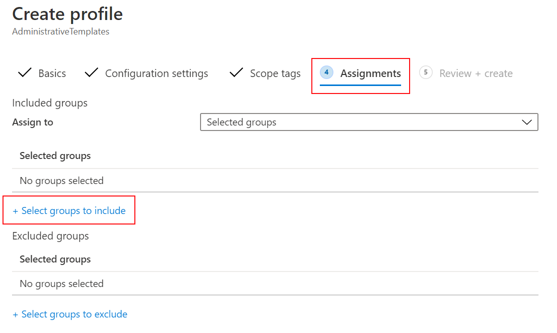 Schermopname die laat zien hoe u uw profiel voor beheersjablonen selecteert in de lijst Apparaatconfiguratieprofielen in Microsoft Intune.