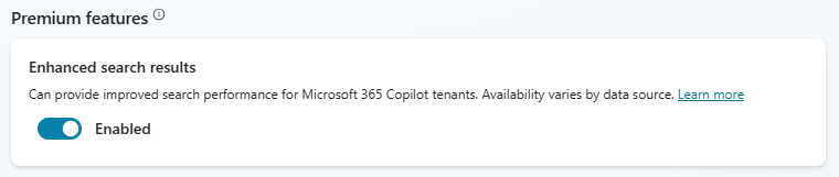 Schermopname van de functie Onderbouwing van tenantgrafiek met semantisch zoeken.