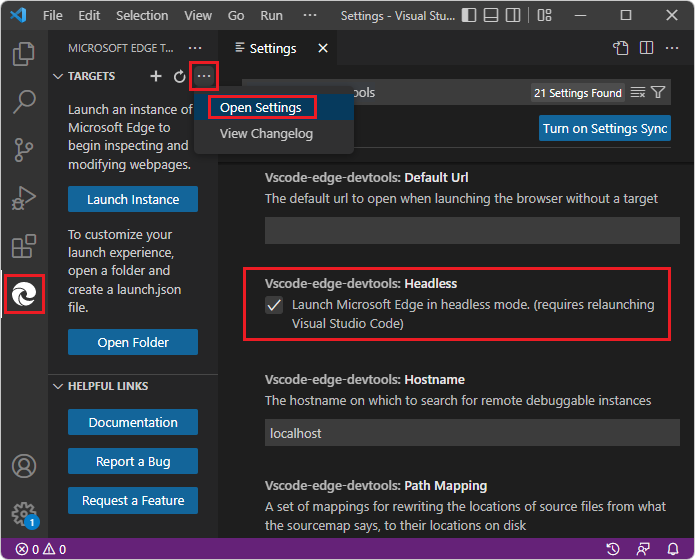 Setting the extension to use the embedded browser