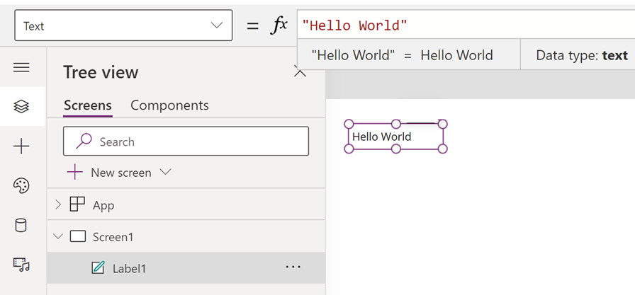 Gebruik van het label Hello World.