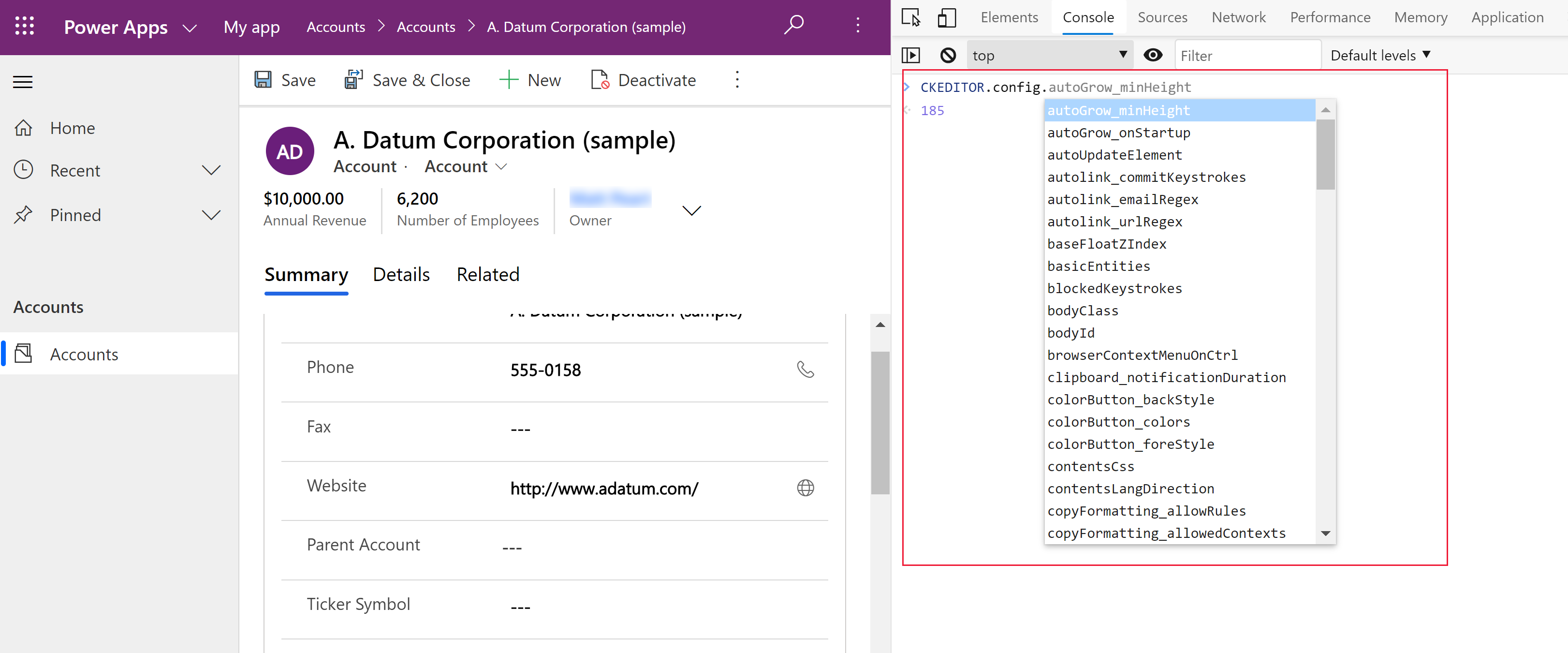 Lijst met CK Editor-configuraties.