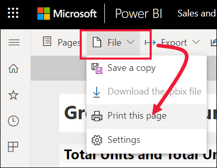 Screenshot of the file menu open and Print this page selected.