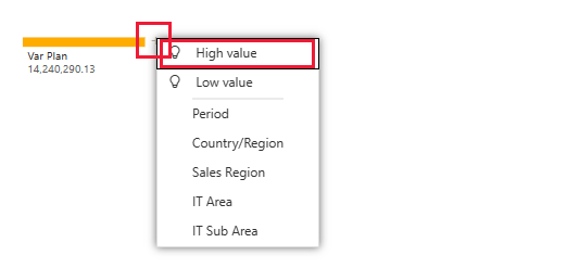 Een schermafbeelding toont de Var Plan-invoer waarbij het contextmenu is uitgevouwen en de optie Hoge waarde is geselecteerd.