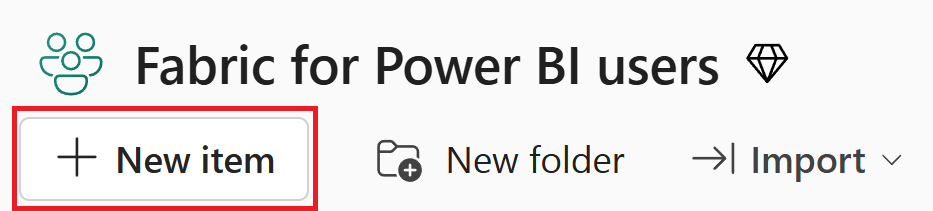 Schermopname van het selecteren van nieuw item in de werkruimte.
