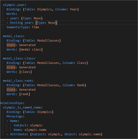 Screenshot of a sample .yaml file showing State: Generated.