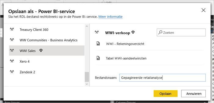 Screenshot showing Select a workspace.