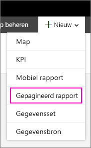 New Paginated Report menu