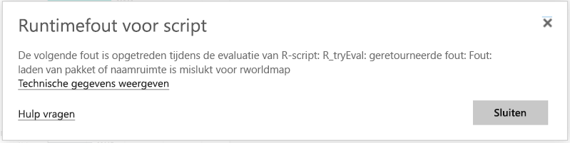 Screenshot showing a runtime error.