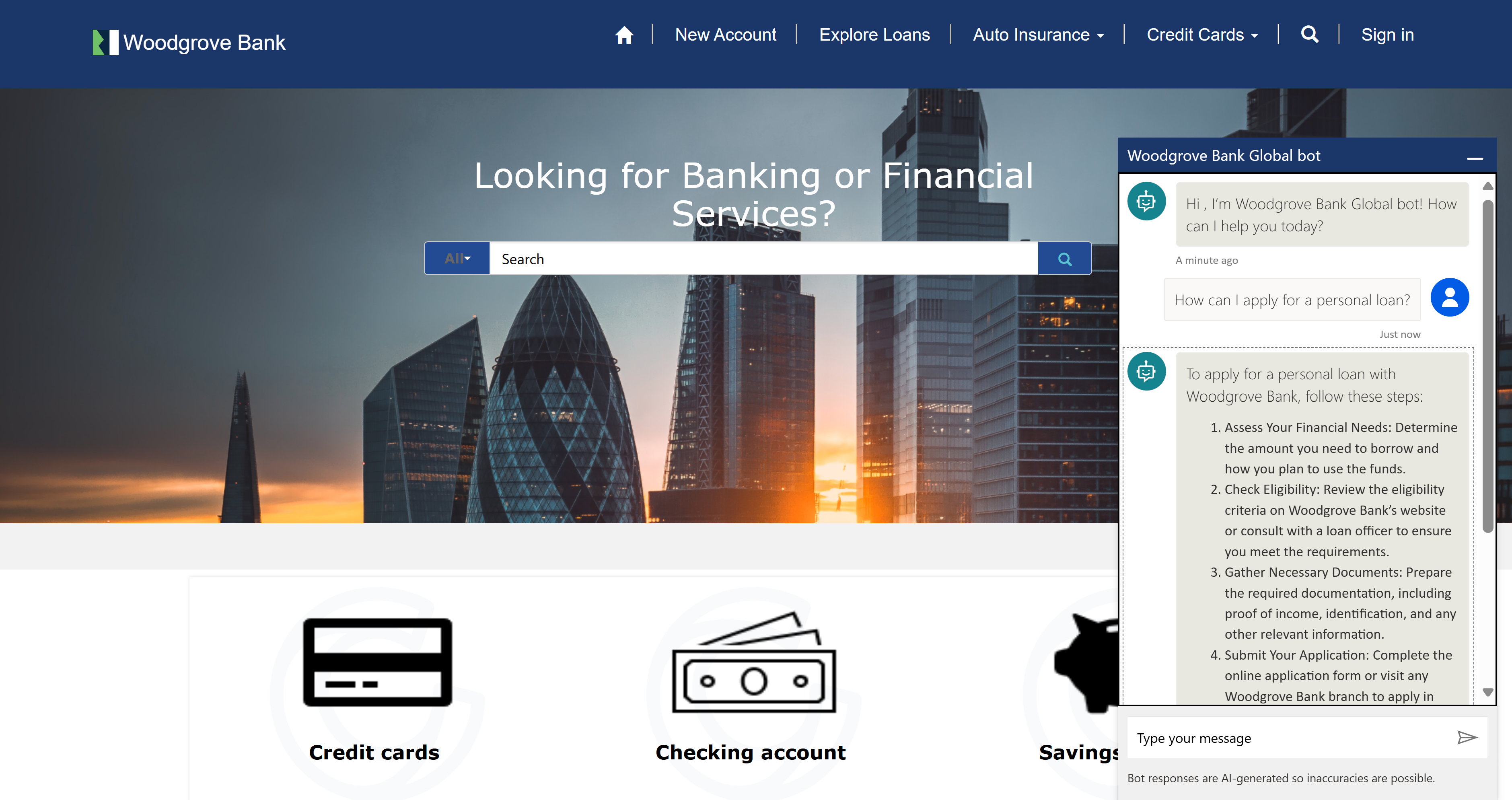 Schermopname van een agent op een Power Pages-site.