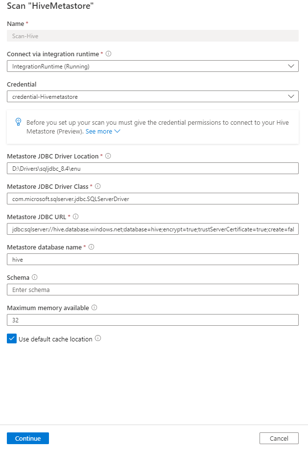 Screenshot that shows boxes for scan details.