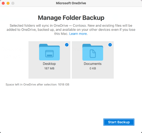 Screenshot of the dialog that prompts users to back up their important folders.