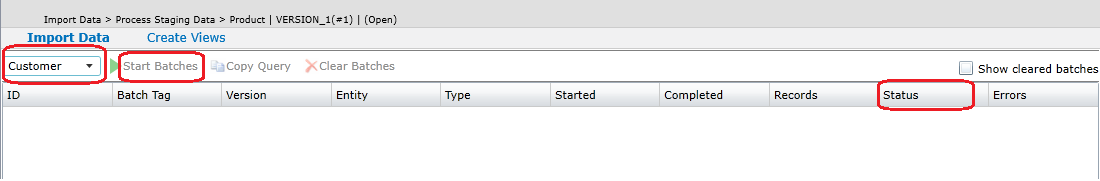 Pagina Faseringsbatches in Master Data Manager