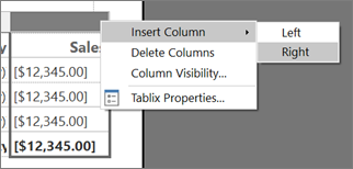 Schermafbeelding waarin wordt getoond hoe u een kolom invoegt in het kpi-rapport van de Report Builder.