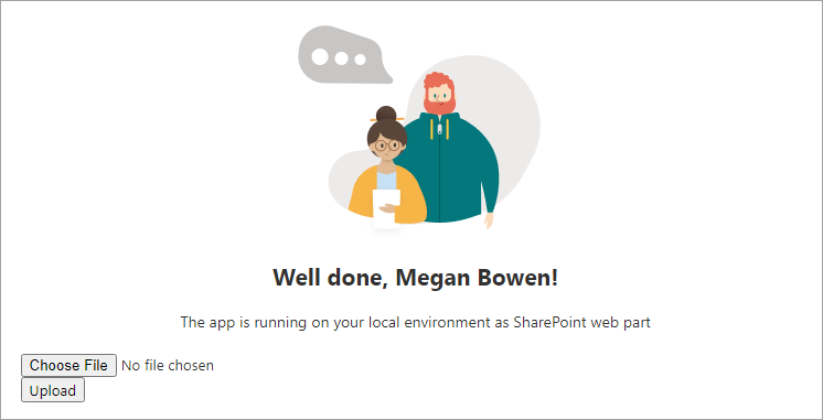Screenshot showing successful file Upload Web Part.