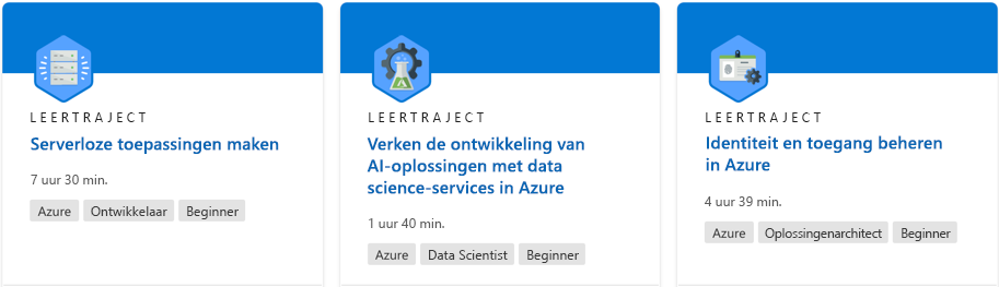 Schermopname van een leertraject van de Microsoft Learn-website