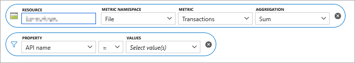 Schermopname van het eigenschapsfilter 'API-naam'.