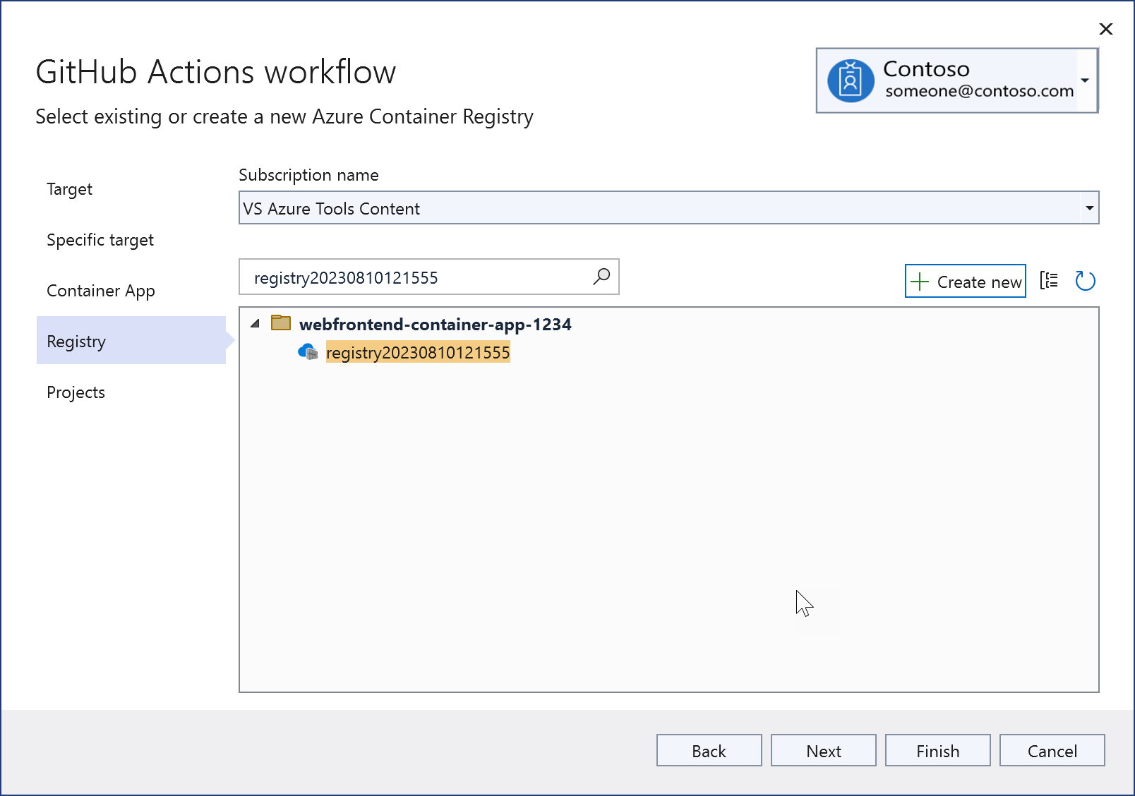 Schermopname van het maken van een nieuwe Azure Container Registry.