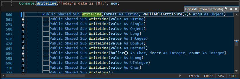 Schermopname met Definitie bekijken in Visual Studio 2022.