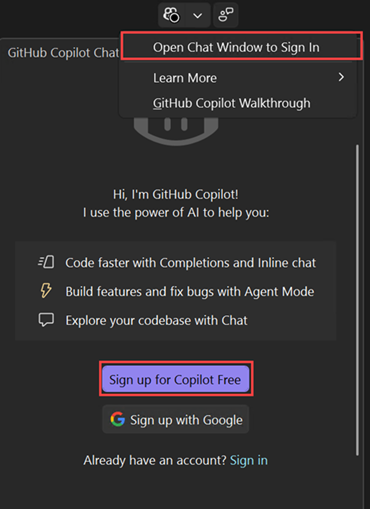 Schermopname van de Copilot-badge wanneer Copilot een inactieve status heeft.