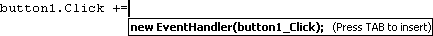 Schermopname van een prompt voor het koppelen van de gebeurtenis-handlermethode.