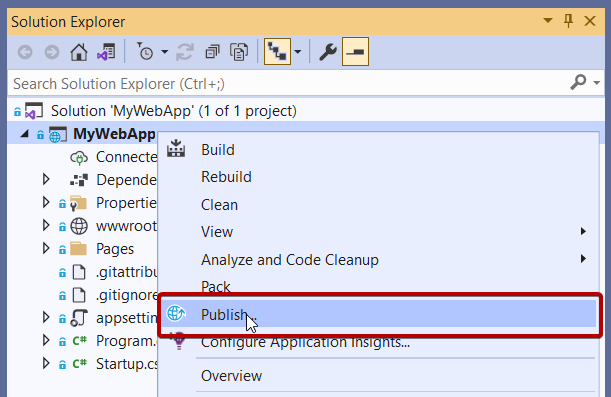 schermopname met de optie Publiceren.