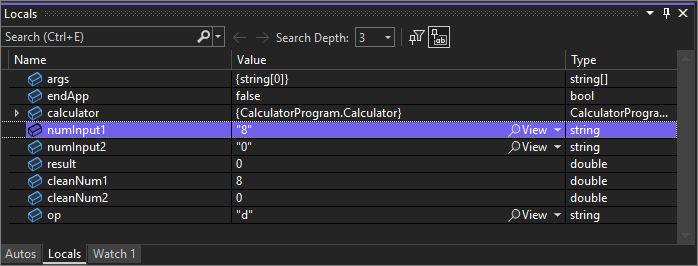 Schermopname van het venster Locals.