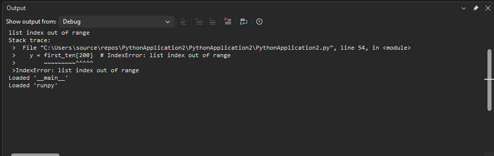 Schermopname van logboekuitvoer voor foutopsporingsprogramma's in het uitvoervenster in Visual Studio.