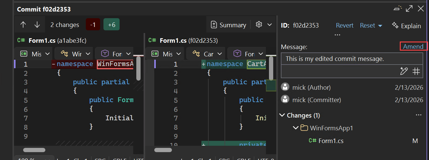 Schermopname van het opslaan van een bewerkt bericht door Wijzigen te selecteren.