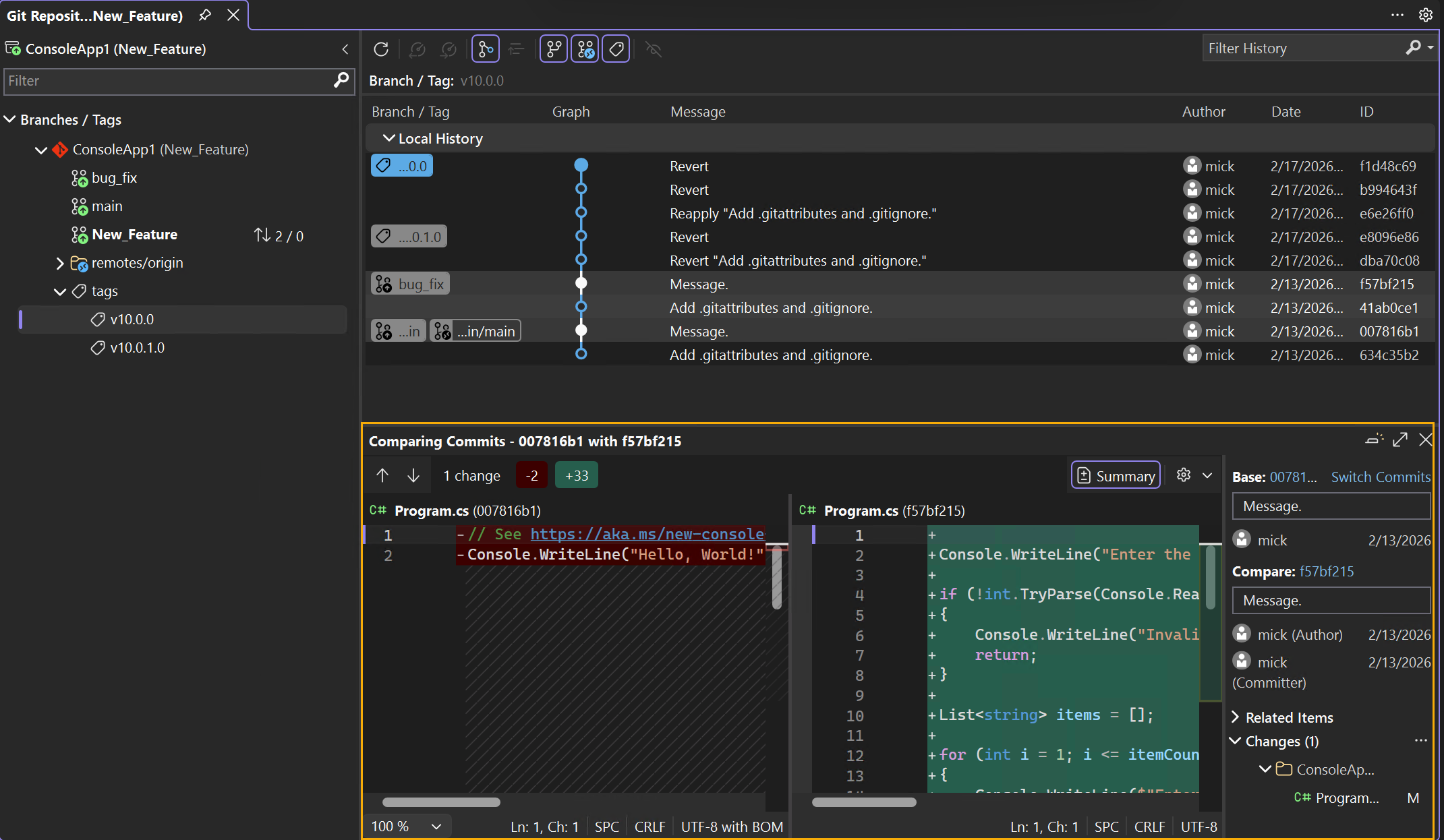 Schermopname van vergeleken doorvoeringen.