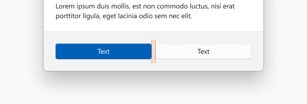 Twee knoppen gescheiden door 8 pixels.