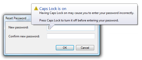 schermafbeelding van een ballon die boven het besturingselement wordt weergegeven