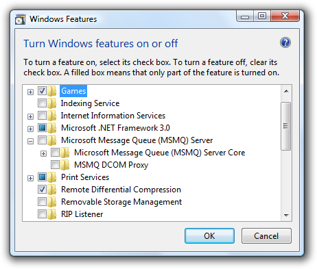 schermafbeelding van venster met selectievakjes met gemengde status 