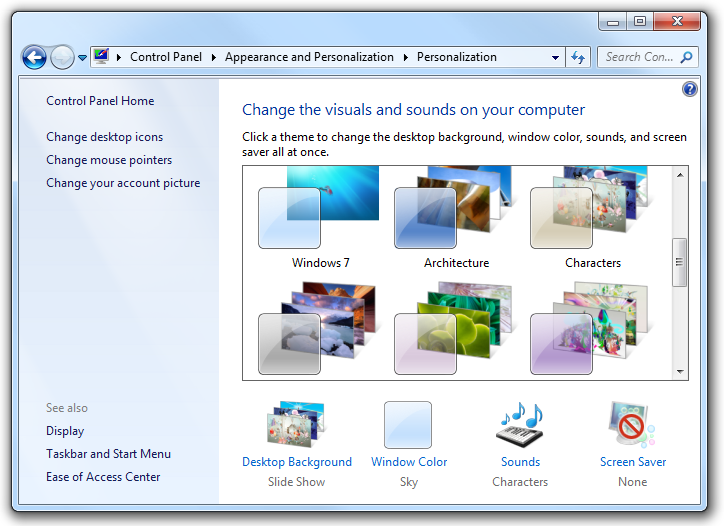 schermafbeelding van het dialoogvenster Persoonlijke instellingen 