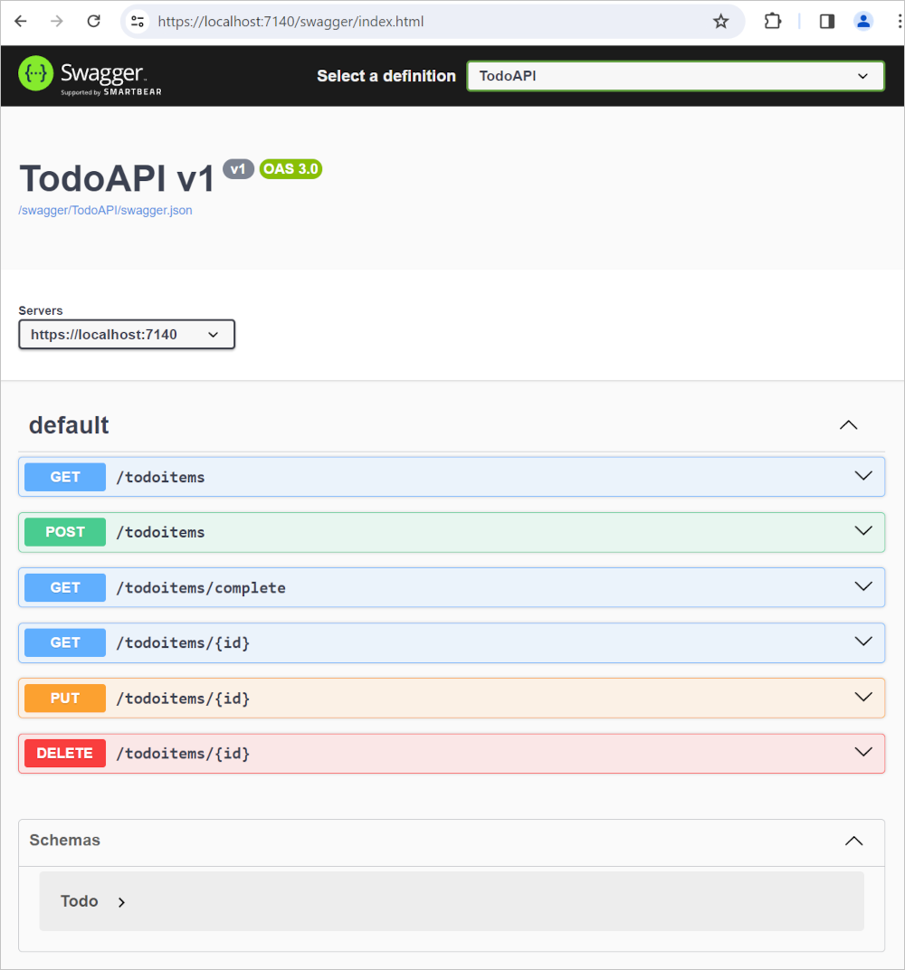 Swagger gegenereerde API-testpagina