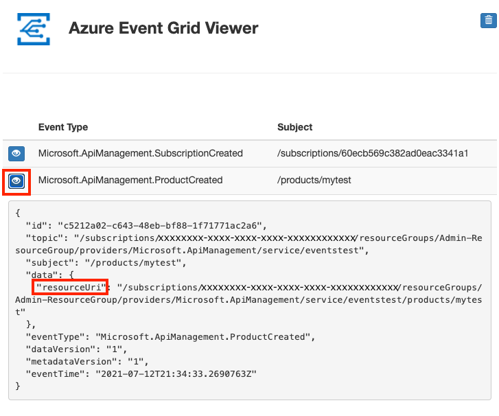 Productgebeurtenis gemaakt in Event Grid-viewer