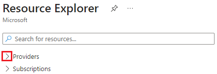 Schermopname van het uitbreiden van de sectie Providers in Resource Explorer.