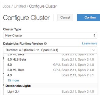 Databricks Light selecteren