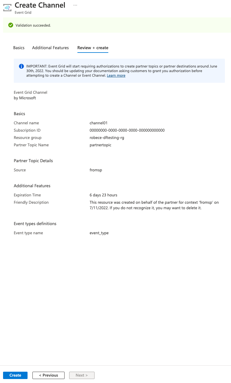 Afbeelding van de pagina 'Kanaal aanmaken - Controleren en aanmaken'.