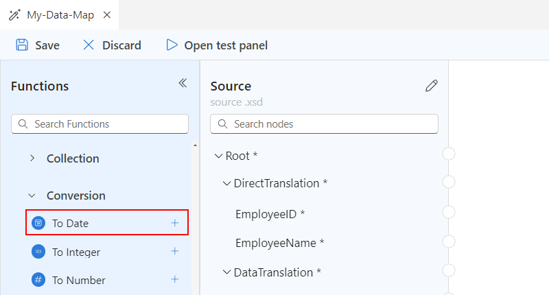 Schermopname van de geselecteerde functie met de naam To date.