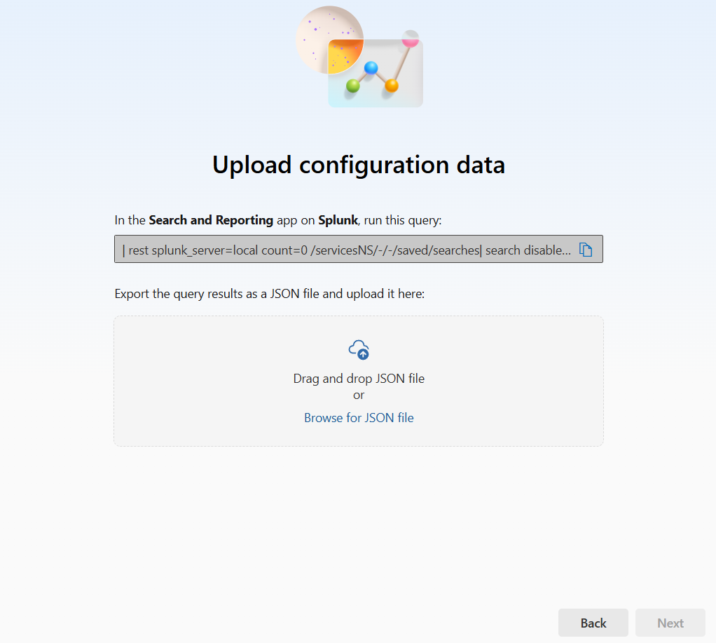 Schermopname van de knop Bestand uploaden om de geëxporteerde configuratiegegevens te uploaden.
