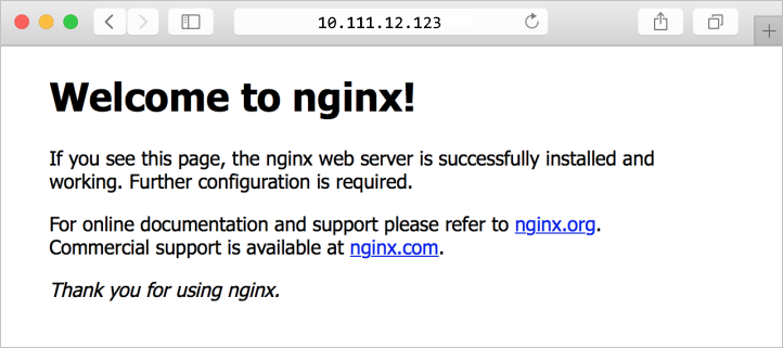 Schermopname van de NGINX-standaardsite in een browser