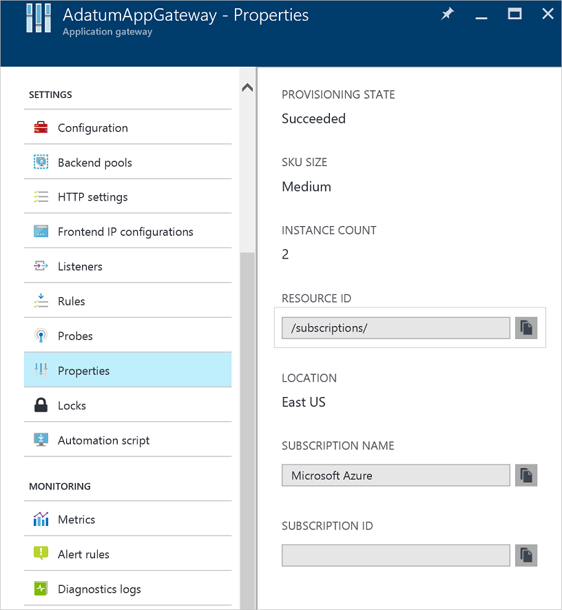 Portal: resource-ID voor applicatie-gateway