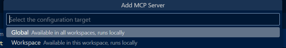 Configuratiedoel voor MCP-server toevoegen
