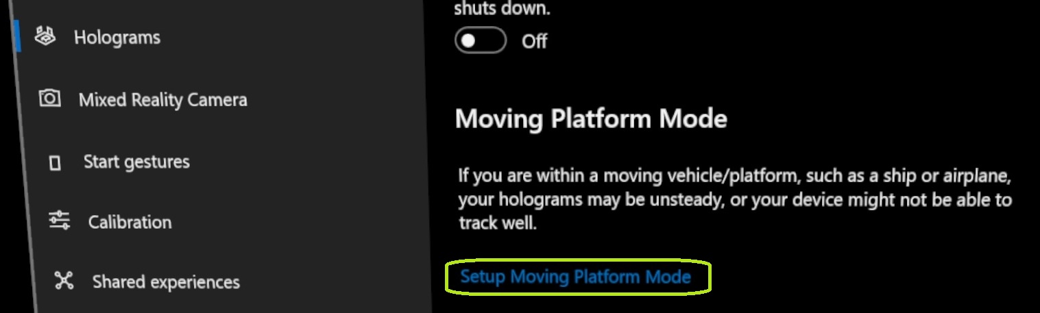 De pagina Moving Platform Mode bereiken