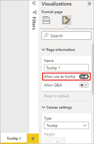 Schermopname van de tooltip-schuifregelaar om aan te geven dat de pagina tooltips bevat.