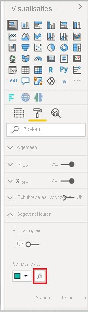 Schermopname van de knop voorwaardelijke opmaak, zoals deze wordt weergegeven in Power BI, naast de normale kleurknop.